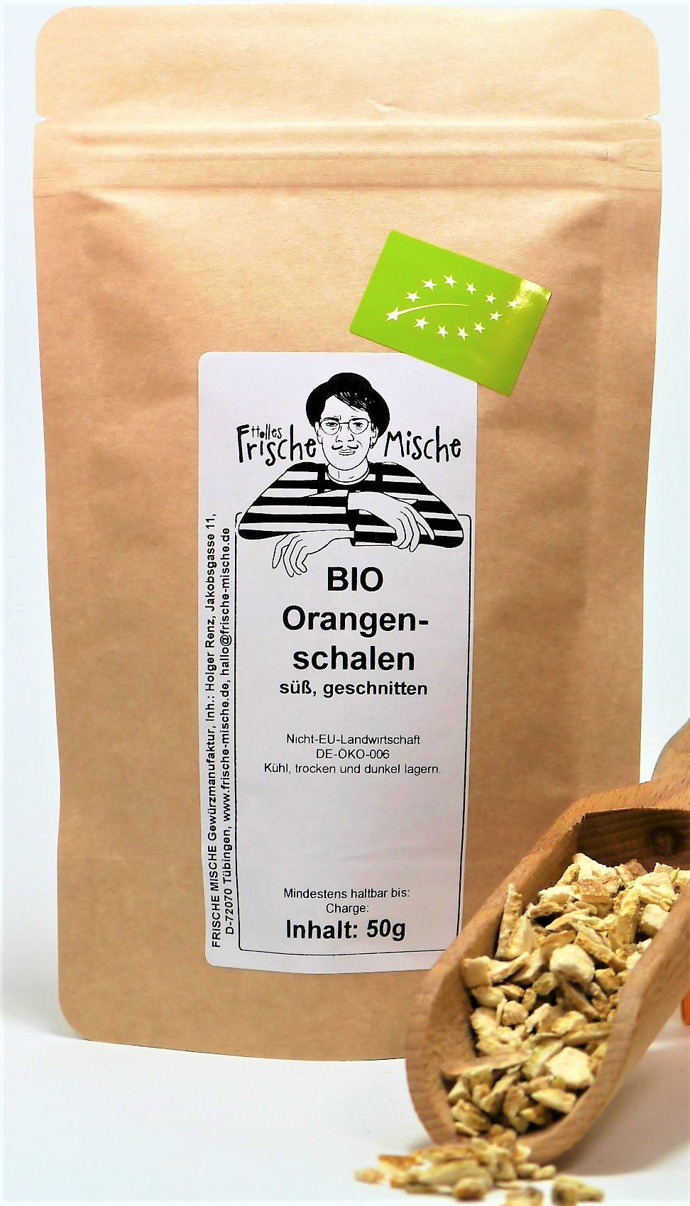 Orangenschalen BIO süß, geschnitten 50g